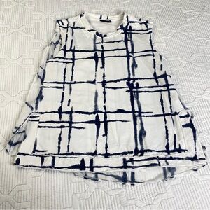 Baci Women's French Terry Cotton Silk Sleeveless Blouse Tank Top Size L White